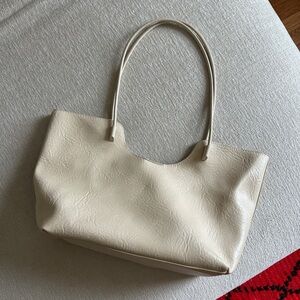 Faux Leather Cream Shoulder Bag